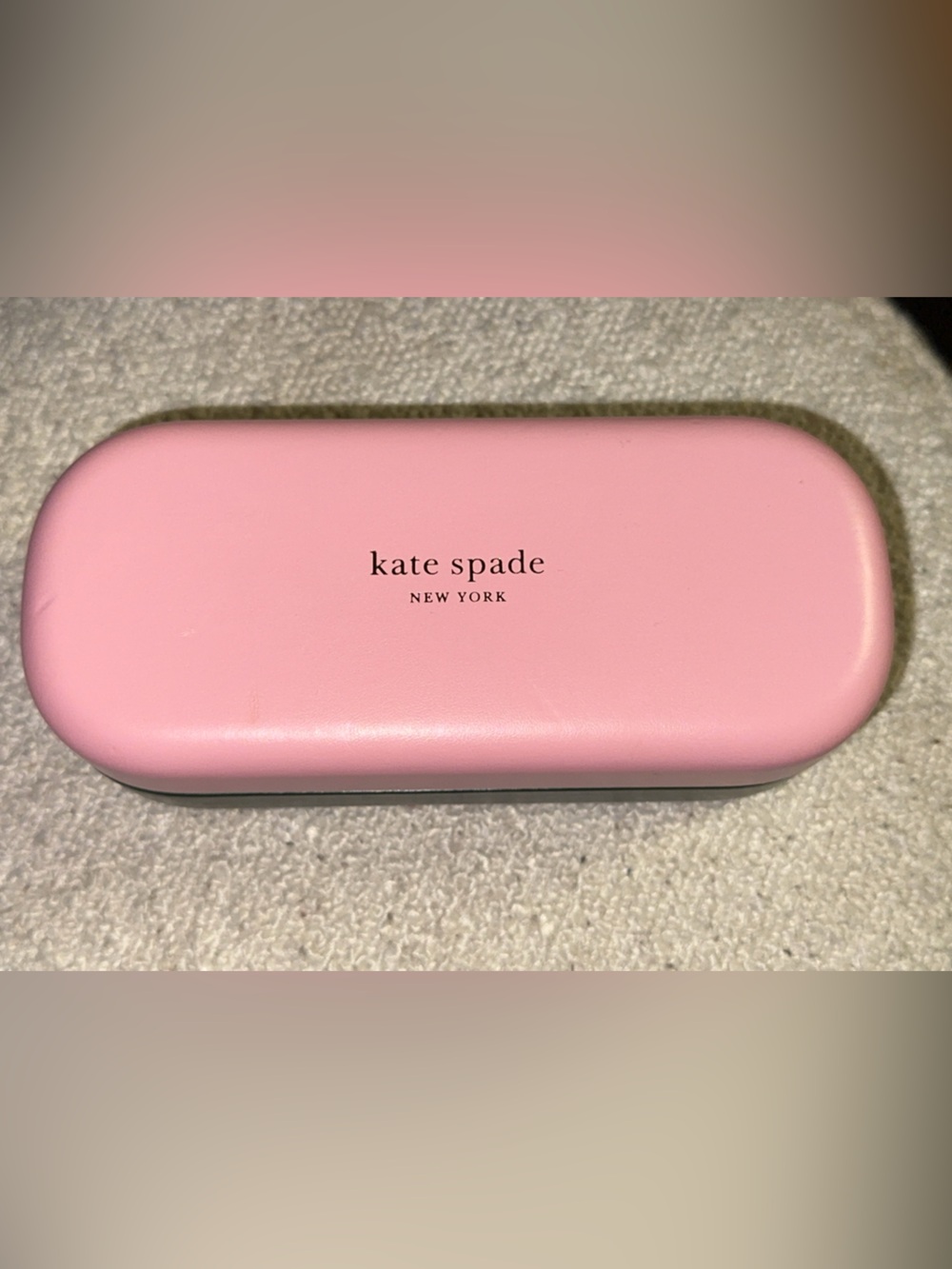 [EUC] Kate spade pink green eyeglasses case hard shell hello sunshine